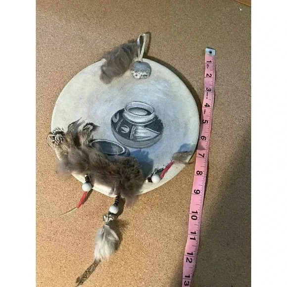 Hand painted Leather Dreamcatcher Fur - Picture 7 of 8